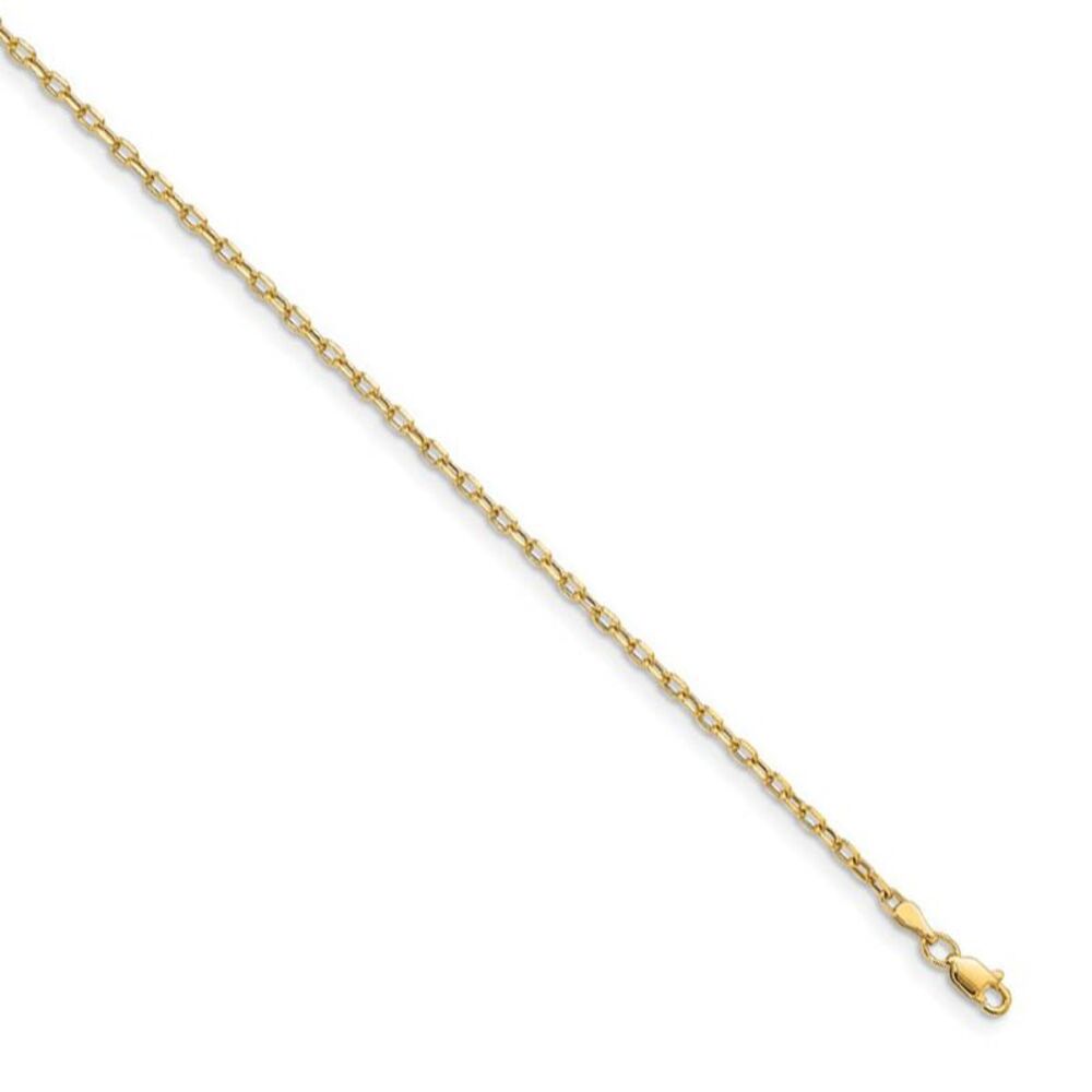 3mm 14k Yellow Gold Hollow Open D/C Cable Chain Necklace, 18 Inch
